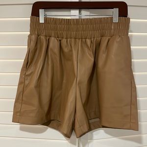 Faux Leather Shorts - Camel/Brown